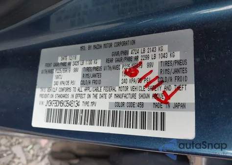 2019 Mazda Cx-5 Grand Touring z USA, uszkodzony, nr VIN JM3KFBDM6K0546134